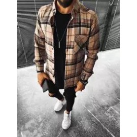 Casual Check Textured Long Sleeve Shirt Jacket