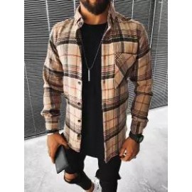 Casual Check Textured Long Sleeve Shirt Jacket