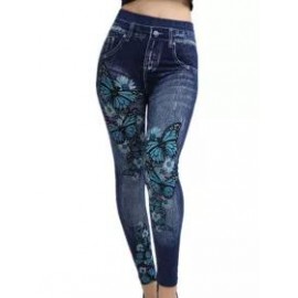 Summer Thin Butterfly Pattern Seamless Denim Super Stretch Leggings