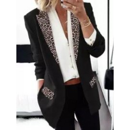 Fashion Lady Leopard Patchwork Blazer