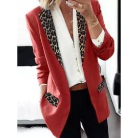 Fashion Lady Leopard Patchwork Blazer