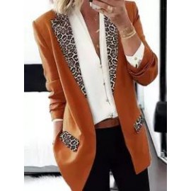 Fashion Lady Leopard Patchwork Blazer