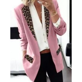 Fashion Lady Leopard Patchwork Blazer