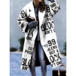Ladies Elegant Fashion New Letter Print Casual Daily Coat Coat