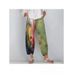 Fashion Art Print Stitching Pants