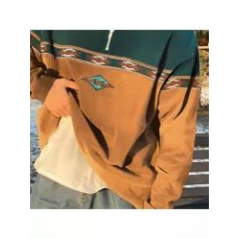 Retro Surf Stitching Polos Zipper Sweater