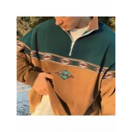 Retro Surf Stitching Polos Zipper Sweater