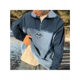 Retro Men's Contrast Color Stitching Casual Polos Sweater