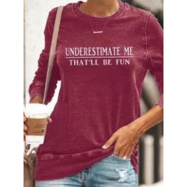 Letters Printed Round Neck Sweatshirt