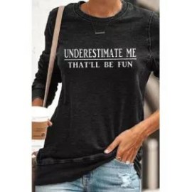 Letters Printed Round Neck Sweatshirt