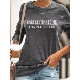 Letters Printed Round Neck Sweatshirt