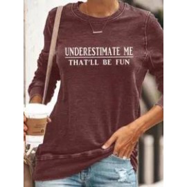 Letters Printed Round Neck Sweatshirt