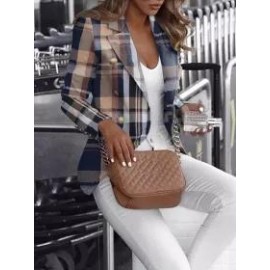 Fashion Plaid Long Sleeve Blazer
