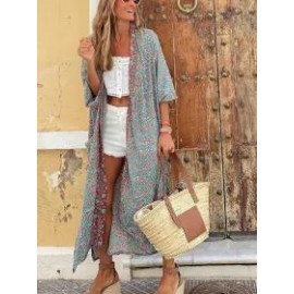 Fashionable Bohemian Long Sleeve Long Cardigan