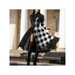 Fashion All-match Print Stitching Woolen Coat