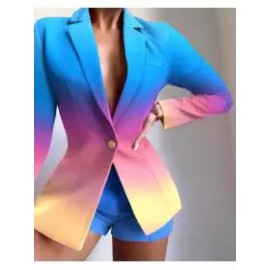 Women's Gradient Color Lapel Button Small Suit