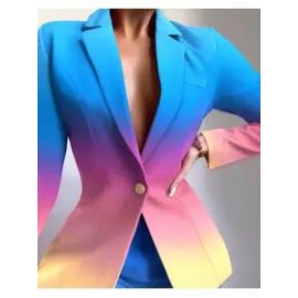 Women's Gradient Color Lapel Button Small Suit