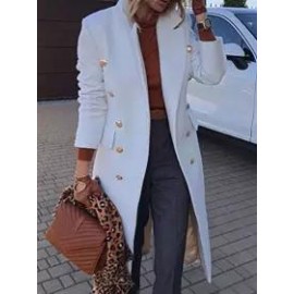 Classic Solid Slim Fit Multi-button Mid-length Wool Coat