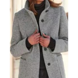 Double-pocket Single-breasted Casual Woolen Coat