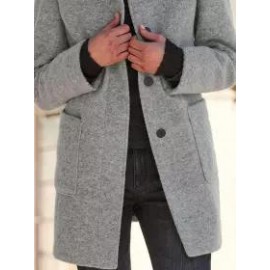 Double-pocket Single-breasted Casual Woolen Coat