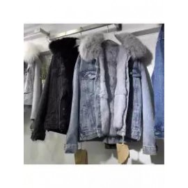 Casual Fur Pocket Denim Jacket