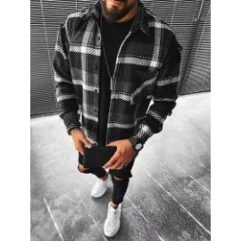 Street Fashion Casual Plaid Texture Jacket