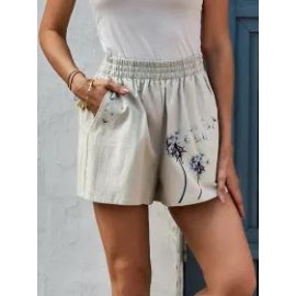 Womens Dandelion Printed Casual Shorts