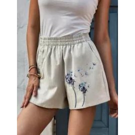 Womens Dandelion Printed Casual Shorts