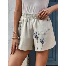 Womens Dandelion Printed Casual Shorts