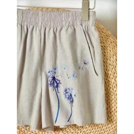Womens Dandelion Printed Casual Shorts