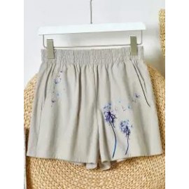 Womens Dandelion Printed Casual Shorts