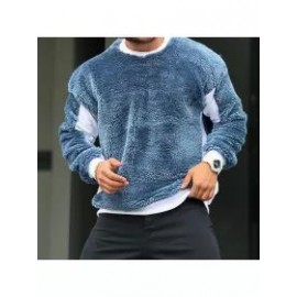 Lamb Velvet Stitching Crew Neck Sweatshir