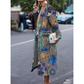 Casual Fashion Check Lapel Long Sleeve Coat
