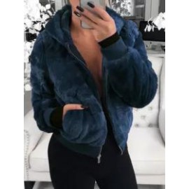 Casual Solid Warm Hooded Long Sleeve Jacket