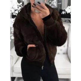 Casual Solid Warm Hooded Long Sleeve Jacket