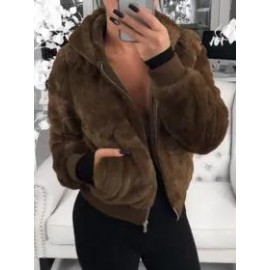 Casual Solid Warm Hooded Long Sleeve Jacket