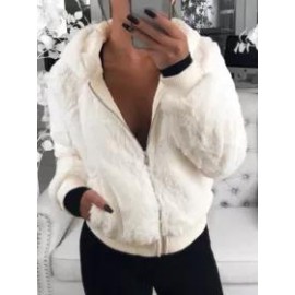Casual Solid Warm Hooded Long Sleeve Jacket