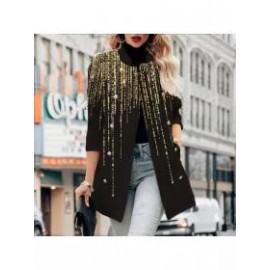 Fashion Sequin Print Button Coat Women