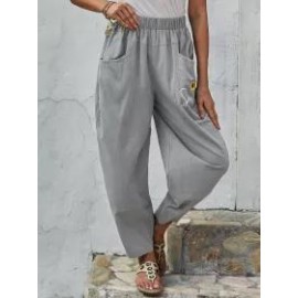 Womens floral print casual trousers