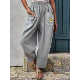 Womens floral print casual trousers
