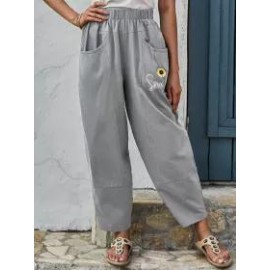 Womens floral print casual trousers