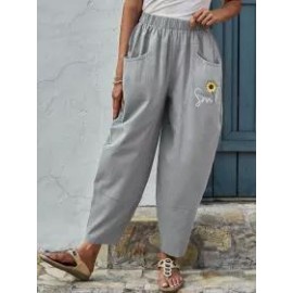 Womens floral print casual trousers
