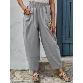 Womens floral print casual trousers