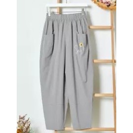 Womens floral print casual trousers