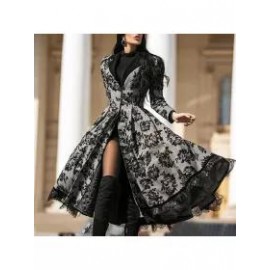 Casual v-neck printed women's coat