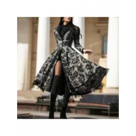 Casual v-neck printed women's coat