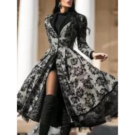 Casual v-neck printed women's coat