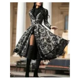 Casual v-neck printed women's coat