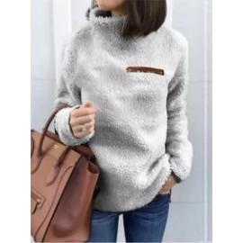 High Neck Zipper Plain Hoodie