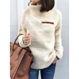 High Neck Zipper Plain Hoodie